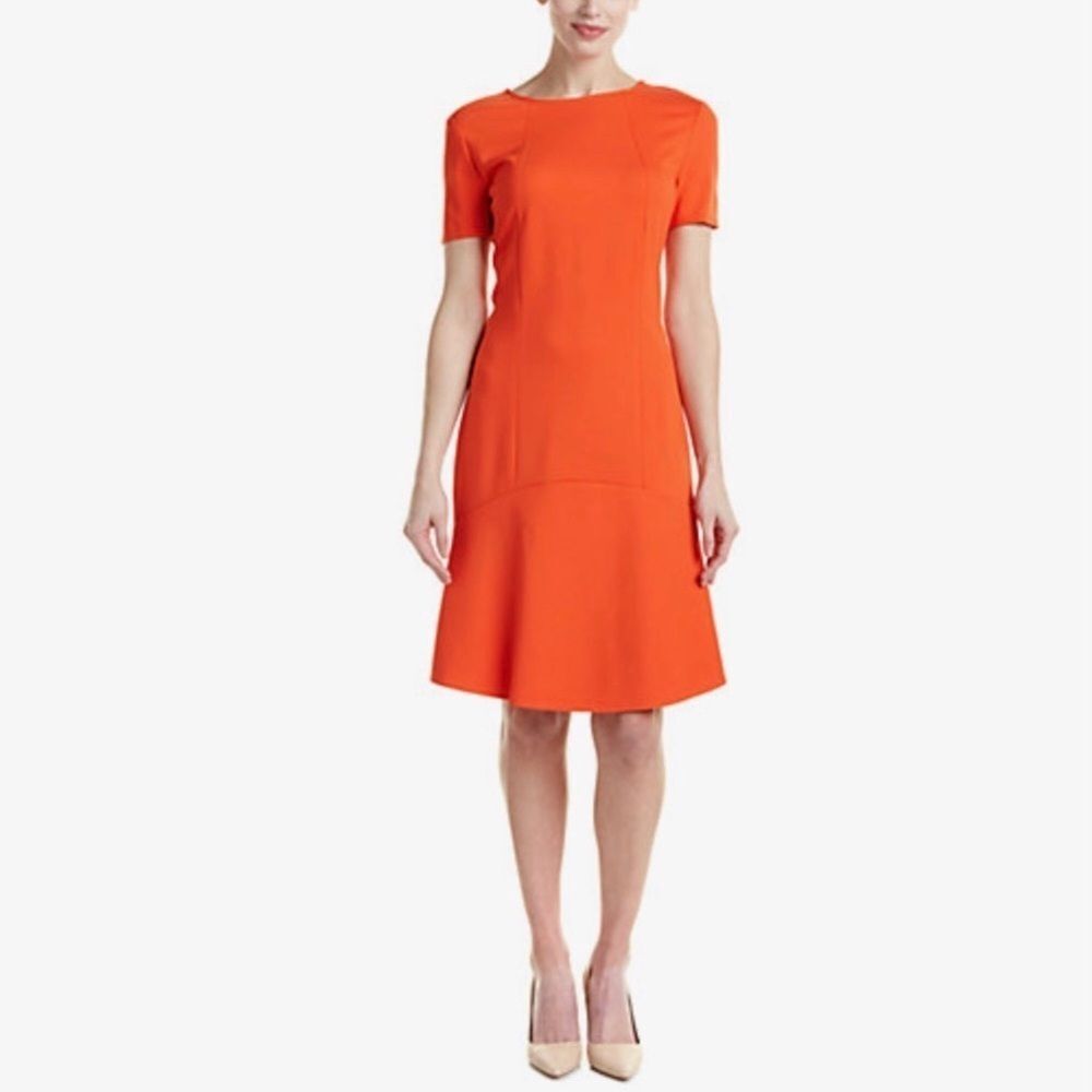 MAGASCHONI Flared Orange Drop Waist Dress Size 6